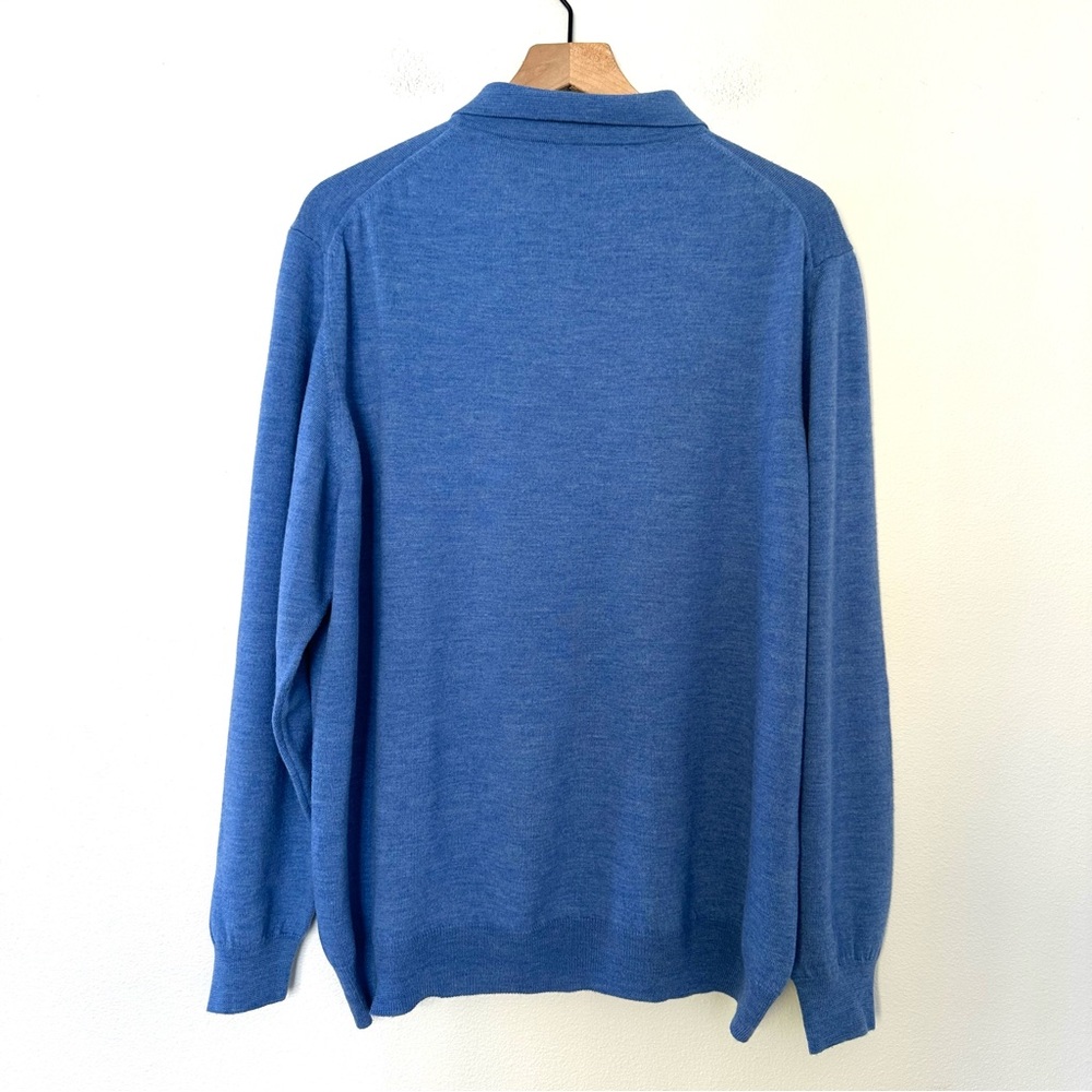 Vintage Nordstrom Polo Sweater 100% Merino Wool Made in Italy Sz XXL Tall Blue - Picture 10 of 12
